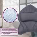Poemland Extra Thick Large Bath Pillow with Neck,Back,Head Support for Bathtub, Spa, Soaking Gray(19''x15'')