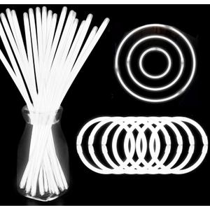 White Glow Sticks Bulk Light Up Bracelet Glow Necklaces with Connectors 50ct 8" Glowsticks Neon Party Favors for Christmas New Year Valentine's Day 4th of July Wedding Birthday Carnival