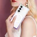 OOK Phone Case for Samsung Galaxy Z Fold 7 (Wireless Charging Compatible) Soft TPU + Hard PC Anti-Scratch Reinforced Corners Shockproof Protection Anti-Yellowing Clear Case for Women Men - Purple