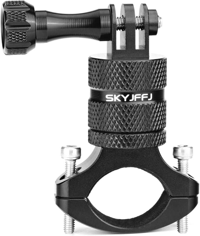 360 Degree Rotation Aluminum Motorcycle Bicycle Rack Mount Holder,Intended for GoPro Hero 13/12/11/10/9/8/Max,DJI Osmo Action 5Pro/4/3,Insta 360 Ace Pro 2/Pro/Ace (Black)