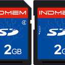 INDMEM 2 Pack SD Card 2GB Class 4 Flash Memory Card 2G SLC Stanard Secure Digital Cards (2PC)