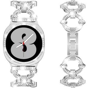 Mesime Bling Bands Compatible with Samsung Galaxy Watch 8/7 40mm 44mm, 20mm Stylish Replacement Strap Galaxy Watch 8/7 Band with Rhinestone Protective Case for Women (Silver)