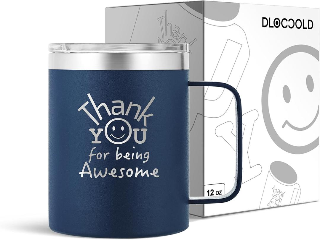 DLOCCOLD Thank You Gifts for Men, Thank You for Being Awesome Mug for Coworkers, Birthday Day Gift for Women, Employee Appreciation Valentines Day for Him, Inspirational Navy