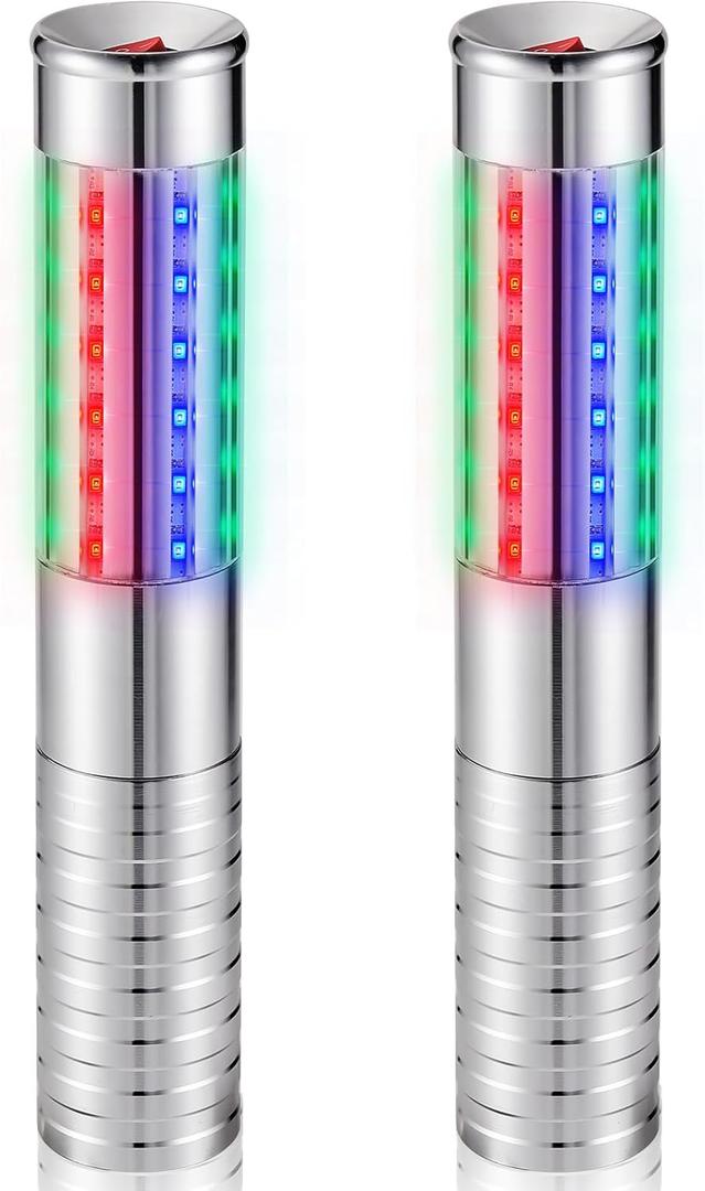 Civaner 2 Pcs LED Bottle Service Lights Strobe Bottle Girl Lights Baton Reusable Rechargeable Service LED Champagne for Bar Club Birthday Weddings Parties (Silver, Colorful Light)