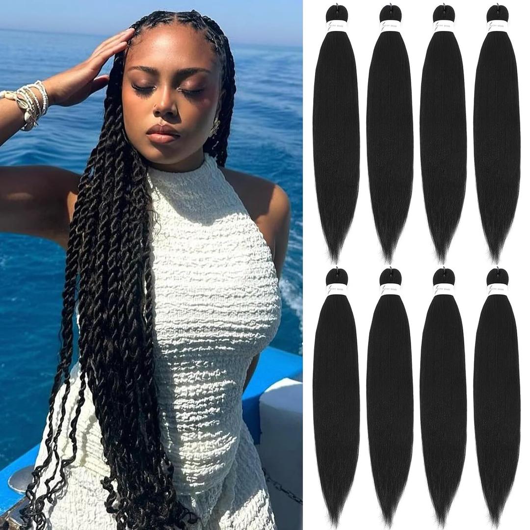ATRAENTE Pre Stretched Braiding Hair 18 Inch 8 Packs Long Braiding Hair Prestretched For Box Braids Soft Yaki Texture Lightweight Natural For Daily Use And Holidays(18"1#)