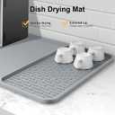 Silicone Coffee Mat,16'' x 16'' Coffee Bar Mat with Detachable Dish Drying Mat for Kitchen Countertops,Coffee Bar Accessories Fit Under Coffee Maker Coffee Machine Espresso Machine Dish Rack