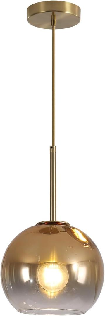 KCO Lighting Glass Globe Hanging Light Fixture Modern Gold Pendant Lights Kitchen Island Mid Century Dining Room Hanging Light Fixtures Over Table Single Pendant Light