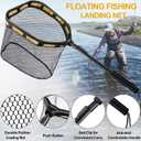PLUSINNO Floating Fishing Net for Steelhead, Salmon, Fly, Kayak, Catfish, Bass, Trout Fishing, Rubber Coated Foldable Landing Net with Fixed or Telescoping Pole Handle, Fishing Gear and Gifts for Men, Large