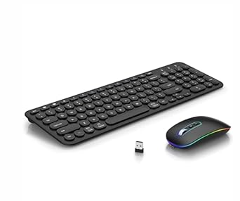 cimetech Wireless Keyboard and Mouse Combo, [Rechargeable keyboard and mouse][Silent Scissor Switch Key][Ultra Slim]Wireless Computer Keyboard and Mouse for Laptop, PC, Computer, Mac, Windows - Black (KF007-M01-Black)