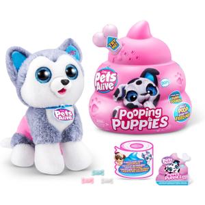 Pets Alive Pooping Puppies (Husky) by ZURU Surprise Puppy Plush, Ultra Soft Plushies, Interactive Toy Pets, Electronic Pet Puppy for Girls and Children (Series 1)
