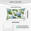 Blue Hydrangea Throw Pillow Cover 12x20, Farmhouse Floral Lumbar | Pillow Case Vintage Botanical Spring Summer Cushion Cover, Double Sided Print Decorative Pillowcase for Couch Sofa Bed