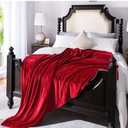 JIAHANNHA Flannel Fleece Blanket Queen Size Red 90 by 90 Inches Blankets for Couch Sofa Bed 280GSM,Super Soft Plush Cozy and Luxury Warm Bed Blanket for All Season