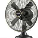 AMACOOL Oscillating Vintage Fan, All Metal 8" Retro Table Top Fan, Adjustable Head Tilt, Quiet 3 Speeds Plug-In Desk Fan for Bedroom Home Office & Kitchen (Black)