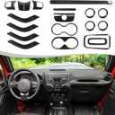 18PCS Full Set Interior Trim Kit for Jeep Wrangler JK JKU 2011-2018 4 Door,Center Console Door Handle Side Outlet Cup Holder Gear Cover Trim (Carbon Fiber)