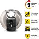 Master Lock M50XKADCCSEN Padlock, Magnum Stainless Steel Discus Lock, 3-1/8 in. Wide, M50XD