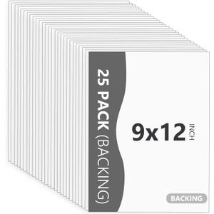 25 Pack Backing Boards Only - 9x12 Uncut White Mats Matboards, Acid Free & White Core Backerboards, Ideal for Photos/Pictures/Prints/Frames/Arts