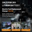 42V 2A Electric Scooter Charger, Fast Replacement Power Adapter for 36V Lithium Battery, UL Certified 5.5x2.1mm Home/Travel/Outdoor/Garage Use for Scooters, E-Bikes & E-Boards
