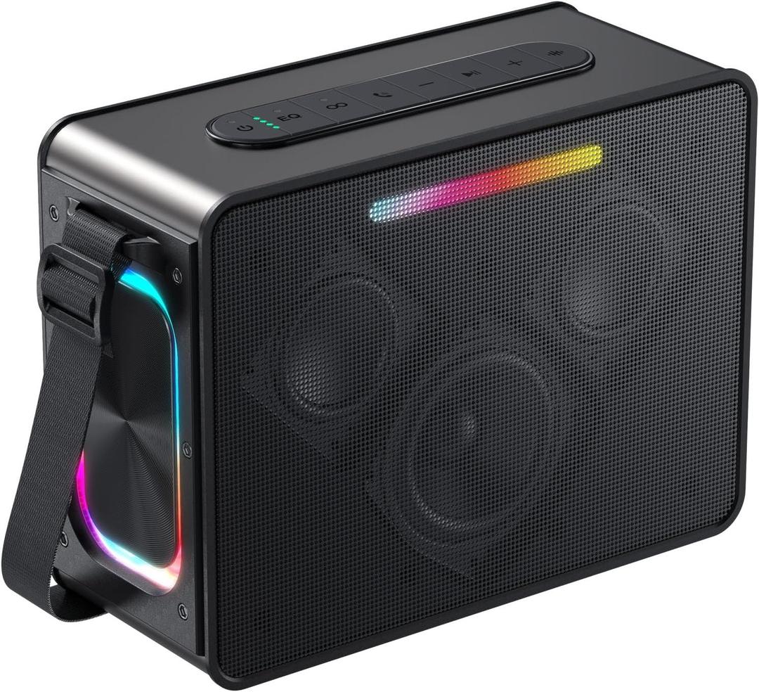 100W Peak Bluetooth Speaker, Loud Wireless Portable Speaker IPX6 Waterproof Outdoor Speaker with LED Lights Powerful Stereo Sound & Deep Bass 36H Playtime, EQ Boombox for Party Camping