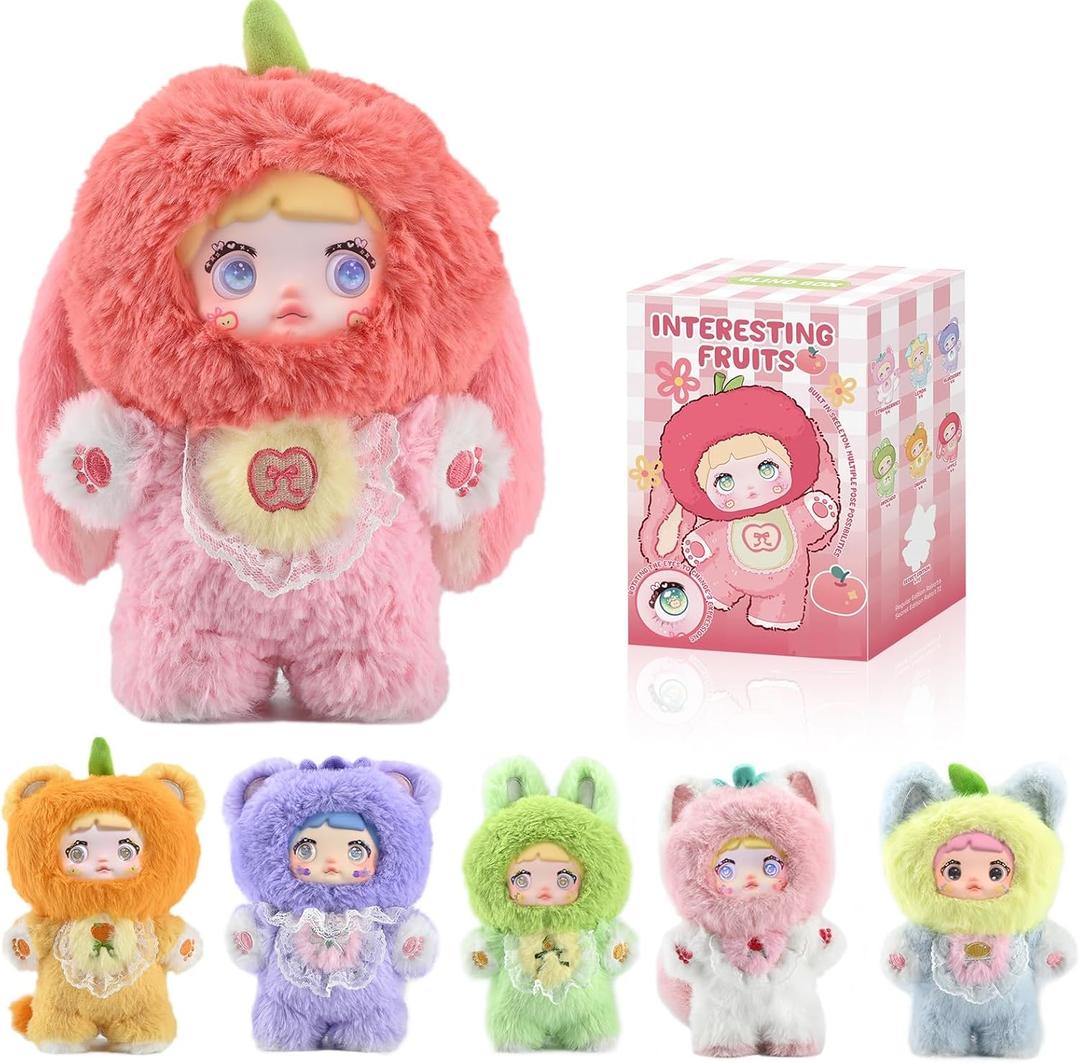 Blind Box Interesting Fruits Series Plush - 3 Expressions Adorable Mystery Plush Toys for Collectors - 7.1IN Random Surprise Doll with Unique Designs, 1PCS (Upgrade Packaging)