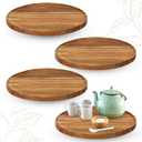 Kigley 4 Pcs Acacia Wood Lazy Susan Organizers Lazy Susan Turntable for Cabinet Non Skid Kitchen Tray for Counter Pantry Spice Salt Pepper Olive Oil Table Organization and Storage (10 Inch)