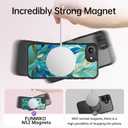 FUNMIKO Cute Phone Case for iPhone 16e - Wireless Charging & Military-Grade Protection - Trendy Wildflower Design for Women Girls, Non-Slip Translucent Matte Hard Cover - Sleek Cyan Leaf