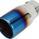 1 Pc Exhaust Tip 1.6" - 3.0" Inlet 3.9" Outlet 7.3" Length Tailpipe Universal Car Bolt on Stainless Steel Burnt Blue Rear