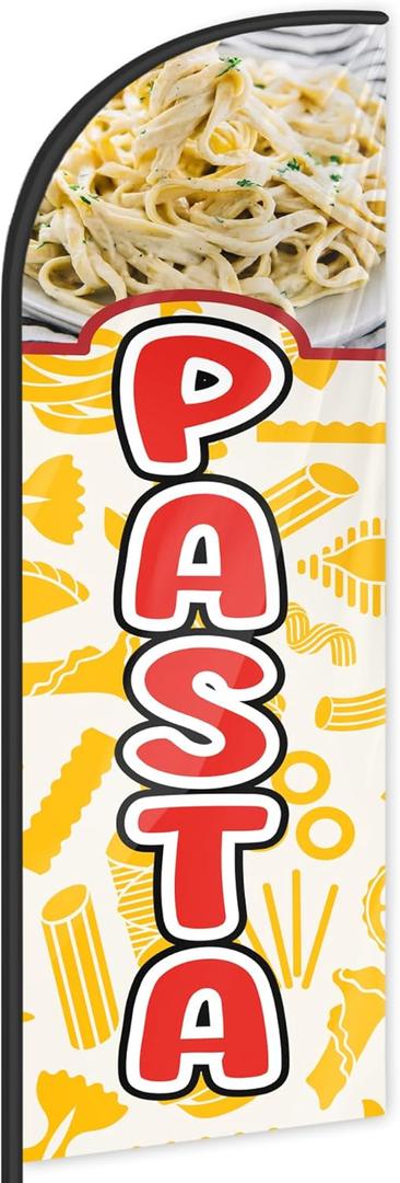 Pasta Food Feather Flag for Business Advertising 6 FT Swooper Flag for Storefronts Retailers Shops Food Trucks Events and Fairs (Flagpole Not Included)