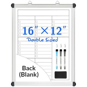 Pack of 2, LUCYCAZ Magnetic Dry Erase Board for Wall, 16" x 12" Double-Sided Whiteboard, Sliver Aluminum Frame Weekly Calendar Small White Board for Office, Home, Kitchen