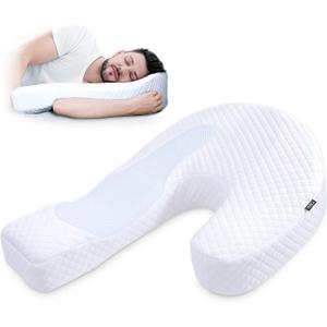 HOMCA Side Sleeper Pillows for Adults, Memory Foam U Shaped Pillows for Neck Pain Relief, Cervical Neck Pillow for Side Sleepers with Removable Washable Pillowcase (Upgraded Version) (King Size (27.8"L x 20.2"W x Max6.7"H), White)