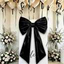 24 x 40 Inches Large Black Bow Decor, Big Black Bow Wall Decor for Backdrop Birthday Wedding Bachelorette Party, Huge Satin Ribbon Tie Hanging Photo Booth Room Decor