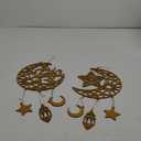 2 Pieces Eid Mubarak Door Sign Wooden Hanging Signs, Ramadan Kareem Hollow Ornament Decorations Moon and Stars, Moon Shape Ramadan Mubarak Party Wood Wall Hanger for Islamic Muslim Home Decor (Large)