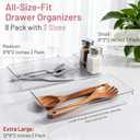 8 Pack Large Clear Plastic Drawer Organizer Bins - Acrylic Bathroom Drawer Organizer Trays - Heavy Duty Kitchen Drawer Dividers for Utensils - Non-Slip Storage Bins for Makeup, Bedroom, Office Desk