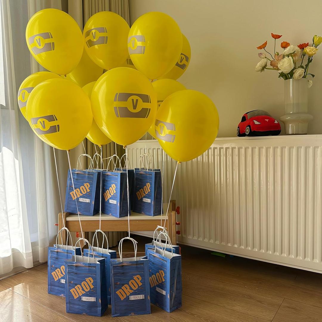 Video Game Theme Drop Box Party Favors Balloons and Candy Bags for Birthday Party Supplies Blue Paper Gift Bags With Handles 24 Pack Gamer Birthday Party Decorations For Boys Girls 8.3x4.7x2.8"