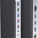 USB C Docking Station Dual Monitor, 16 in 1 Multiport Adapter Hub with Triple Display (2 HDMI, DP, VGA, 2 PD 100W & 18W, RJ45, USB C&A, SD/TF, Mic/Audio)