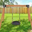 SELEWARE Plastic Swing Seat, Non Slip Tree Swing Replacement with Adjustable Rope and 2 Carabiners, Heavy Duty Playground Swing Set Accessories for Adult Kid Indoor Outdoor Backyard, Black