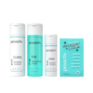 Proactiv 3 Step Acne Treatment w/ Pimple Patches - Benzoyl Peroxide Face Wash, Repairing Acne Spot Treatment for Face and Body, Exfoliating Toner - 90 Day Complete Acne Skin Care Kit + Pimple Patches
