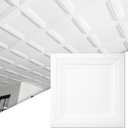 Art3d 12-Pack Square Drop Ceiling Tile 2ft x 2ft in White, PVC Ceiling Panel 24 x 24in. - Compatible with 15/16" Drop Ceiling Grid System, 12pcs-24*24