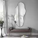 POZINO Irregular Frameless Mirror, 47.2"x21" Asymmetrical Aesthetic Wall Mirrors, Modern Organic Shape Decorative Mirror for Living Room Bedroom Entryway Hallway, Horizontal or Vertical Hanging