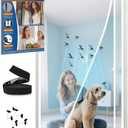 Magnetic Screen Door Left Right Side Opening Polyethylene Terephthalate Mesh Greater Than Fiberglass and Polyester Easy Install (Screen 32"x98", White)