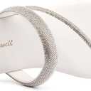 Women's Rhinestone Slide Sandals Slip On Flat Sandals Flip Flop Thong Sandals (White)