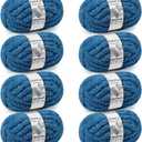 Chunky Yarn for Hand Knitting - #10 Chunky Chenille Yarn, Jumbo Big Thick Chunky Yarns for Crocheting, Super Bulky Chunky Knit Blanket Yarns, 8 Skein (25 yds 8 oz Each Skein), Indigo