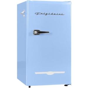 Frigidaire Retro Compact Fridge with Chiller, 3.2 cu ft Countertop Fridge with Built-In Bottle Opener, Compact Refrigerator for Office, Bedroom, Dorm Room or Cabin - 16.5" D x 19" W x 31" H (Blue)