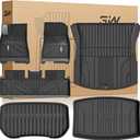 3W Tesla Model 3 Floor Mats 2026 2025 2024 with Metal Pedal, Full Set with Cargo Liner, Highland All Weather Custom Fit Rear Trunk Mat Accessories Black