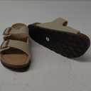 Women's Cork Footbed Slide Sandal, Arch Support Summer Outdoor Sandals with Adjustable Buckle (9, Stone)