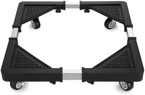 HQO LOVL Mini Fridge Stand with 4 Locking Wheels 17.7"-25.6" Adjustable Dolly Washing Machine Stand Base，for Furniture Portable Refrigerator Dryer Stand（Black）