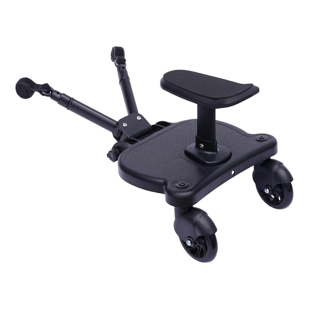 Universal Stroller Ride Board, 2-in-1 Buggy Board with Detachable Seat Standing Board, Stroller Glider Board Suitable for Most Brands of Strollers, Sit&Stand Stroller Board Holds Children Up to 55lbs