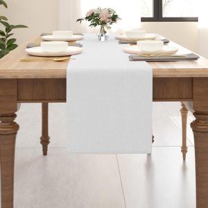 Dinning Table Runner Cloth 12 x 48 Inches Farmhouse Kitchen Coffee Burlap Table Runner Cloth for Holiday Party, Pure White