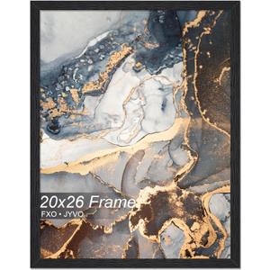 Fxojyvo Engineered Wood 20x26 Frame, Black Picture Frame for 20 x 26 Inch Poster Puzzle Photo, Light Weight 20 by 26 Poster Frame with Wood-grain for Wall - 1 Pack/Black/20 x26