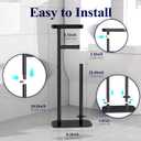 Kitsure Toilet Paper Holder Free Standing  Rustproof Metal Toilet Paper Stand for 4 Rolls with Anti-Slip Base and Shelf for Phone & Small Items, Bathroom Organizers and Storage, Medium, Black (Medium - 1 Pack)