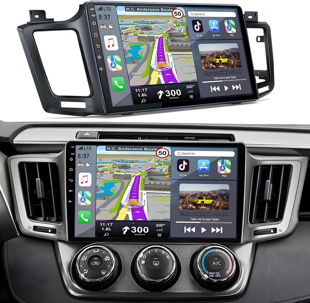 Car Radio Stereo for Toyota RAV4 2013-2018: 8-Core 4GB+64GB 10.2 Inch Touchscreen Android 15 Head Unit with Wireless Carplay Android Auto Bluetooth GPS Navigation 5G WiFi